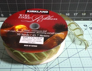 Kirkland wire edged ribbon was a 50 yd roll less now 1.5" wide style B23 gold - Picture 1 of 3