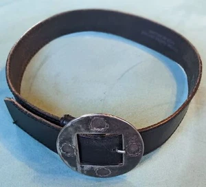 Cinturón de cuero genuino marca FCX para mujer con hebilla de cinturón de metal - Holanda vintage - Imagen 1 de 7