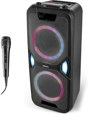 Medion MD44468 Bluetooth Party-Soundsystem inkl. Mikrofon Karaoke, UKW Radio AUX - Bild 1 von 4