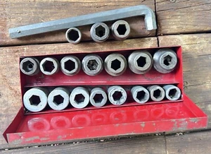 Vtg Dunlap SAE Allen Hex Drive Socket Set USA, Dunlap Metal Case - Picture 1 of 11