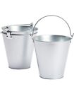 Juvale 3 Pack Galvanized Metal Ice Buckets for Parties, 7 Inch Tin Pails with...