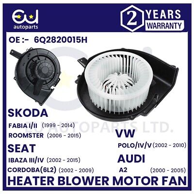 New Heater Blower Fan Motor For Vw Polo 9n 2001-09 Skoda Fabia 99-08 Seat Ibiza • 53.26€