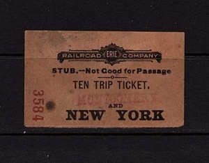 Biglietto Earie Railroad Company Montgomery & New York - Foto 1 di 2