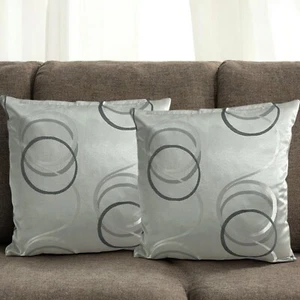 Cushion Covers Silver Set of 2 - Grey Spiral 18X18" 45X45cm Decorative With Zip - Picture 1 of 10