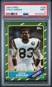 Steve Jordan 1986 Topps #298 PSA 9 como nuevo novato radiocontrol Pop 67 solo 10 Higher Vikings - Imagen 1 de 2