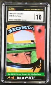 1992 Grid Motorcard Formula One #188 Ayrton Senna CSG 10 GEM MINT F1 SP POP 8  - Picture 1 of 3