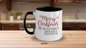 Frohe Weihnachten Stiefmutter zweifarbig Kaffeebecher, von Ihrem Bonuskind, lustige Geschenke fo - Bild 1 von 5