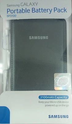 OEM Samsung Galaxy Portable Power Battery Pack 3100mAh BP3100 Black Note 4 S6 S7 - Image 1 of 2