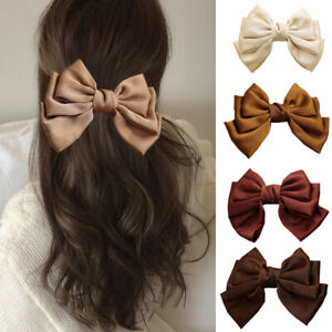 Women Oversized Bow Hair Clip Brown Big Bowknot Hairpin Fashion Hair Accessories