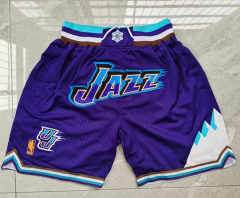 Utah Jazz Snow Mountain Men Basketball Pockets Shorts Stitched Blue Size:S-XXL Cover