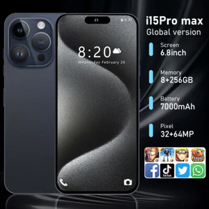 Unlocked Cell Phone i15 Pro Max 256GB Smartphone Android Dual SIM Mobile Phones - Picture 1 of 19