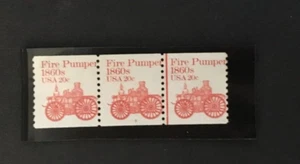 #1908 20 cent Fire Pumper perf. shifted Plate # coil of 3 stamps Mint NH OG - Picture 1 of 1