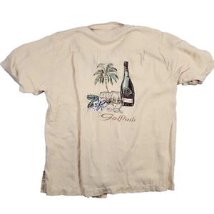 Luau VTG 100% Silk Golftails Graphic Embroidered Button Up Tropical Shirt Sz L - Picture 1 of 11