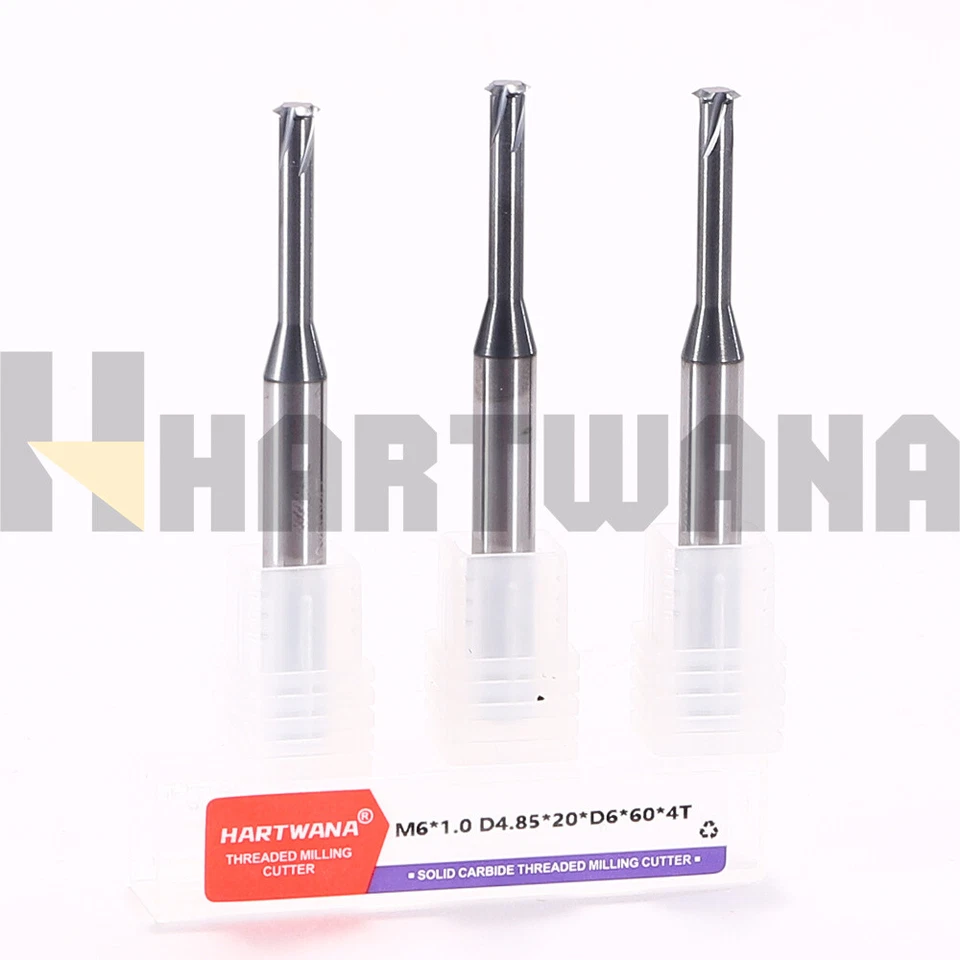 3PCS SINGLE PITCH THREAD  M6X1.0 D4.85X20XD6X60X4T MILL - TiALN For 60 Degrees - Image 1 of 4