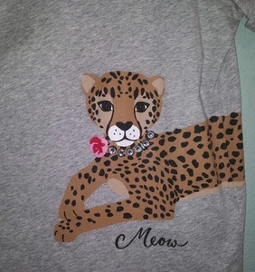 Vintage Kate Spade XL Cheetah Animal Print T-Shirt Gray Bling Crazy Cat Lady - Picture 1 of 14