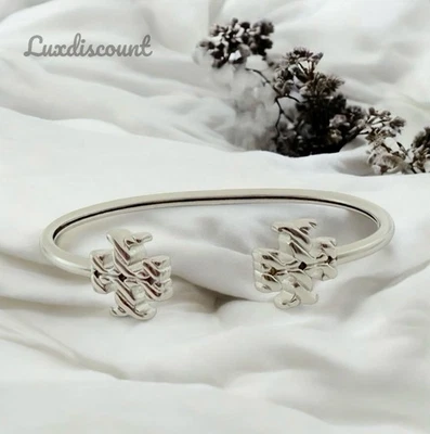 Tory Burch Textured Rope double T Logo in silver. - Image 1 of 4