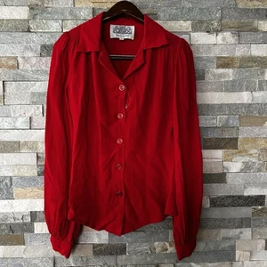 The Seamstress Of Bloomsbury London Blouse Red Button Up Women Ruin Size 8 - Picture 1 of 7
