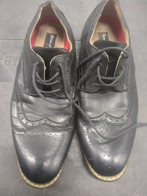 BRUNO MARC NEW YORK MEN'S DRESS SHOES 9.5W BLACK LEATHER WINGTIP OZFORD PRINCE  - Image 1 of 4