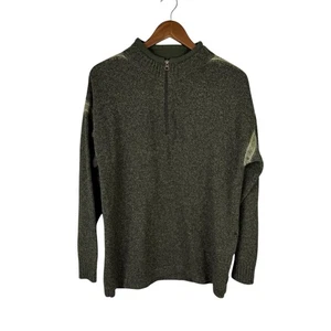 Woolrich M Olive Heather Knit 100% Wool 1/4 Zip Pullover Layering Sweater - Picture 1 of 8
