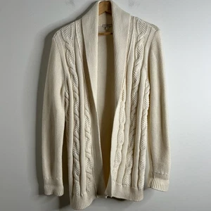 Talbots Creme Zopfmuster Schalkragen Cardigan Pullover Damen M Coastal Luxus - Bild 1 von 9