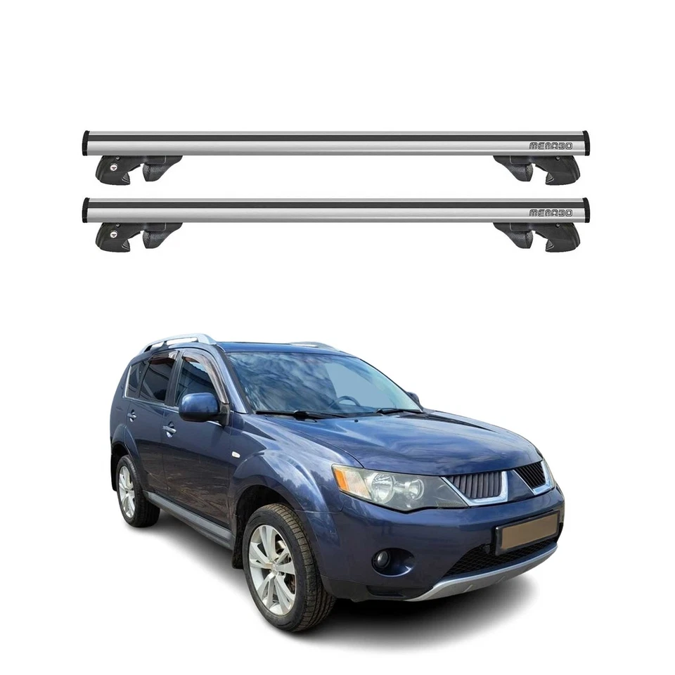 Barras transversales de techo de aluminio para Mitsubishi Outlander 2007-2013 gris 2 piezas Foto 1 de 4