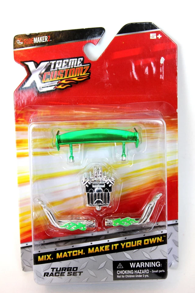Ridemakerz Xtreme Customz Turbo conjunto de corrida motor, tubos e spoiler verde - Imagem 1 de 1