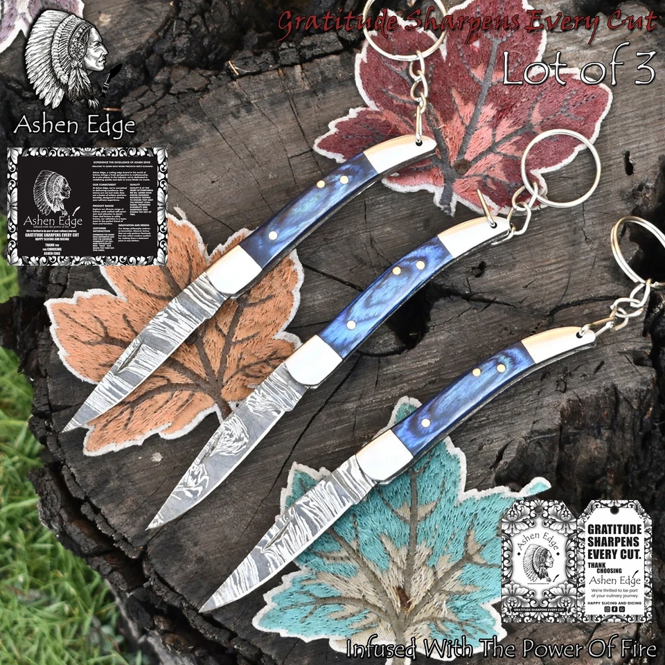 Cuchillo Plegable Damasco Borde Ashen Forjado Torcido Madera Dura Lote de 3 Senderismo Foto 1 de 1