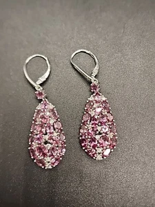 Pink Blush Garnet Rhodium Over Sterling Silver Dangle Earrings 9.80ctw DOCV382 - Picture 1 of 9
