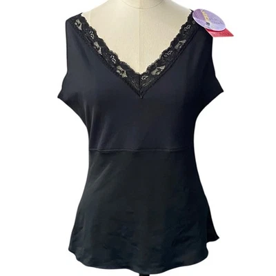 SPANX Black Lace Trim V-Neck Cami NEW Size LARGE Hide & Sleek - Image 1 of 4