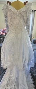 VINTAGE SANTA MONICA BESTICKTES BRAUTKLEID GRÖSSE 20 - Bild 1 von 12