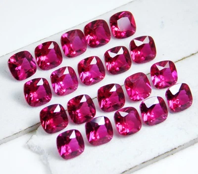 Certified 25 Pcs Natural Mogok Pink Ruby 6mm Super Clean Loose Gemstones! - Image 1 of 4