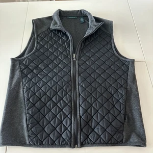 Perry Ellis Black Fleece/Quilted Vest Size Medium NWT Zip Up Pockets - Picture 1 of 7