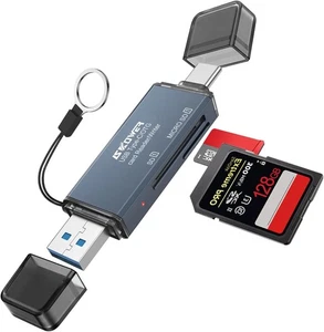 Czytnik kart SD USB 4.0 Pamięć TF Adapter Compact Flash 2w1 Szary - Zdjęcie 1 z 9