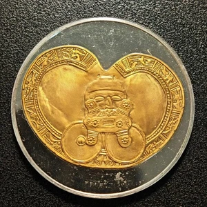 1977 Franklin Mint 1 Oz Silver w/Gold Medal El Museo Del Oro PECTORAL CON ROSTRO - Picture 1 of 3