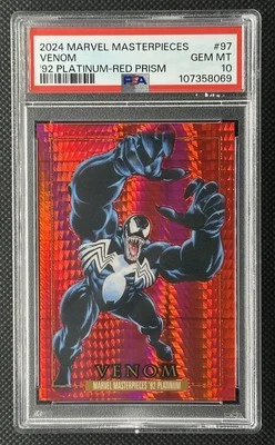 2024 Marvel Masterpieces '92 Platinum Venom #97 Red Prism /492 PSA 10 - Image 1 of 2