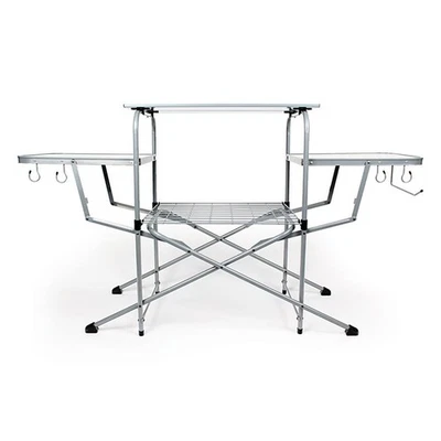 Mesa Parrilla Plegable de Acero Camco Deluxe con Mesas Laterales, Ganchos, Estuche (Caja Abierta) Foto 1 de 4