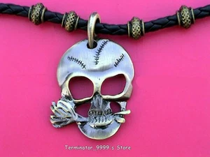 COLLAR TRENZADO COLGANTE FLOR MORDIDA CALAVERA 19" - ¡NUEVO! - Imagen 1 de 1