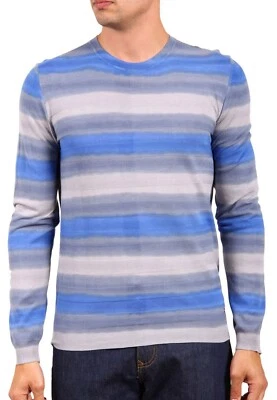 COSTUME NATIONAL Blue Stripes Men's Cotton Sweater Size 40 / 54 NEW - Image 1 of 4