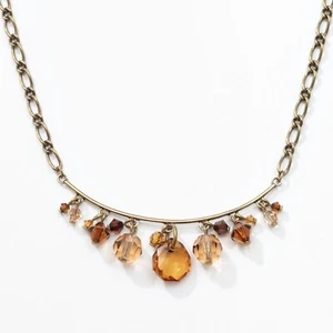Collana Touchstone Cristallo di Swarovski FIESTA Topazio Antico Ottone Ossidato Pl - Foto 1 di 3