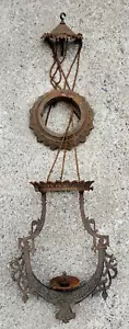 Antique Cast Iron Bradley & Hubbard Country Store Ornate Hanging Oil Lamp Frame - Picture 1 of 16
