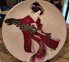 Japanese Porcelain Charger Plate 12.5" HandPainted Fishnet Pattern Geisha Dragon