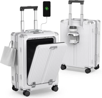 Equipaje de mano aprobado por aerolínea de 20" con portavasos con ruedas giratorias y USB doble Foto 1 de 4