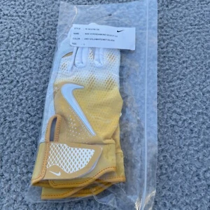 Nike HyperDiamond Select 3.0 Batting Gloves Womens L University Gold White Silve - Picture 1 of 6