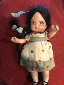 Vintage Jointed Composition Mexico Doll 7" Hispanic Latino 1930's-40's - Picture 1 of 2