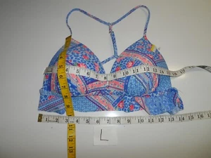Betsey Johnson Push-Up Bikini SWIM Top ONLY Blue Belle Flower L-NWOT - Picture 1 of 7