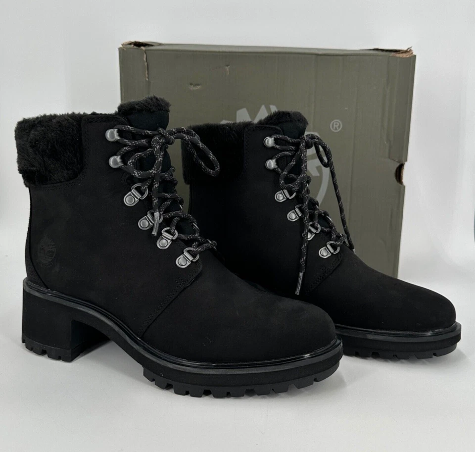 Timberland Womens Kinsley Leather Ankle Boot Hiking Boots Black 10M