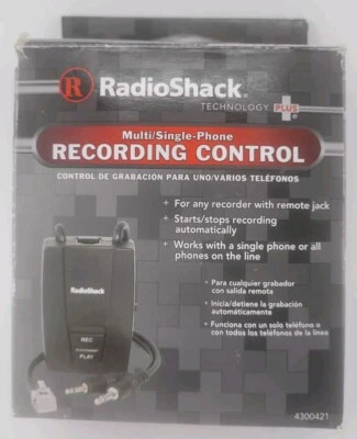 RadioShack Multi/Single-Phone Recording Control Remote Jack Audio Recorder New - Image 1 of 4