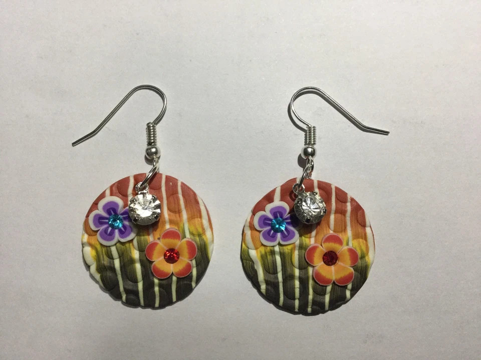 Orecchini Pendenti In Fimo Con Strass - Immagine 1 di 1