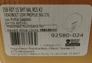 Kwikset 258 Low Profile Deabolt Single Cylinder Satin Nickel 92580-024 - Picture 1 of 5