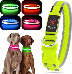 Light up Collar, USB Rechargeable LED Puppy Collar Super Bright Adjustable Dog L - Picture 1 of 12